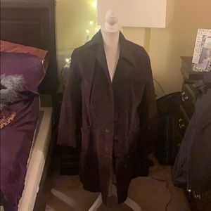 Woman’s Brown Suede Jacket Peacoat Large